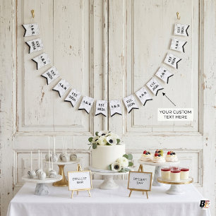 Minimalist Carrara Marble Custom Monogram Wedding Bunting