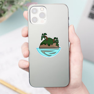 Minimalist Cartoon Tropical Island in the Ocean G