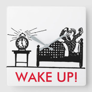 Minimalist Cartoon Wake Up Funny Clock