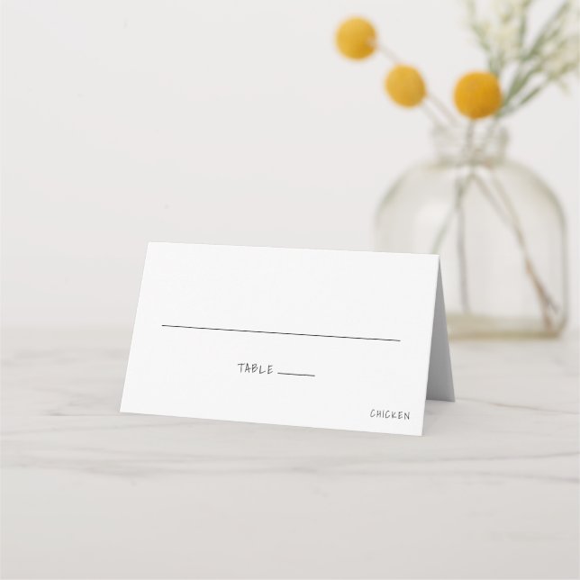 Minimalist Casual Handwriting Meal Choice Wedding Place Card (Front)
