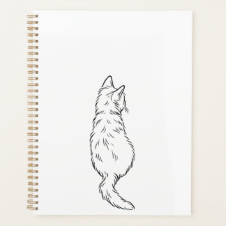 Minimalist Cat Back View Line Art Daily Planners