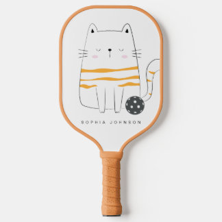 Minimalist Cat, Custom Name Pickleball Paddle