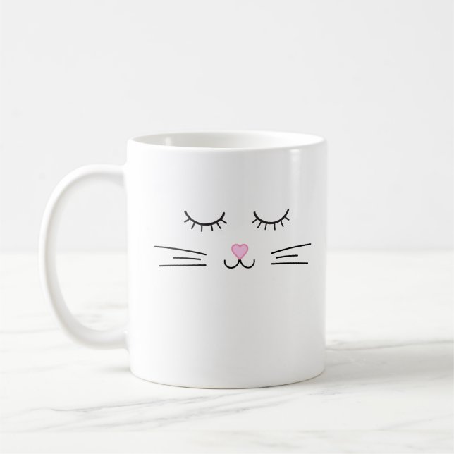 Minimalist Cat Face Mug (Left)