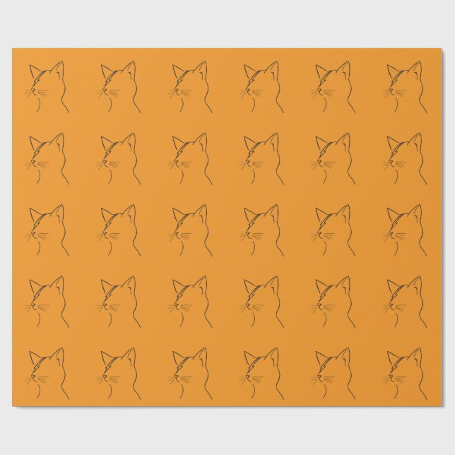 Minimalist Cat Lightning Bolt Line Art Modern Simp Wrapping Paper (Flat)