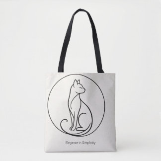 Minimalist Cat Line Art - Chic Pet Collection Tote Bag