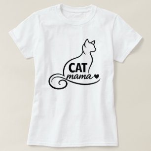 Minimalist Cat Mama T-Shirt - Cute Line Art Cat Mo