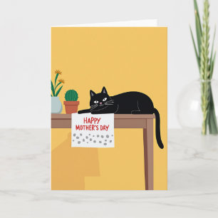 Minimalist Cat Mothers Day Card