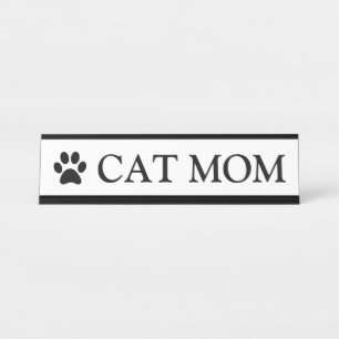 Minimalist Cat Mum Paw Print Desk Name Plate