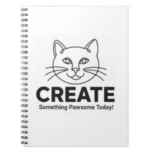 Minimalist Cat "Pawsome" Feline Funny Inspiration Notebook