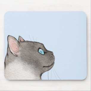 Minimalist Cat Profile on a Pastel Background  Mouse Pad