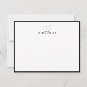 Minimalist Cat Silhouette Black Border Note Card