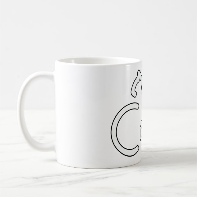 Minimalist Cat Typography Design – Modern Line Art Coffee Mug (Left)