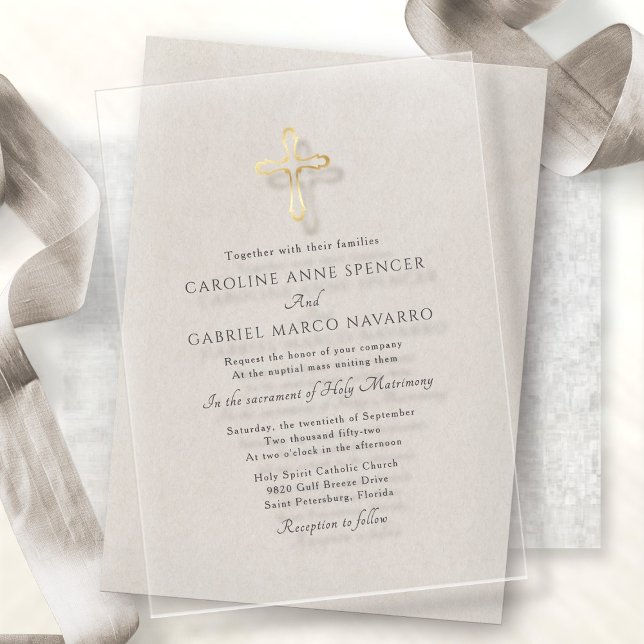 Minimalist Catholic Mass Wedding Acrylic Invitations (Creator Uploaded)