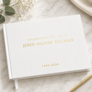 Minimalist Celebrating Life of Memorial Funeral Guest Book