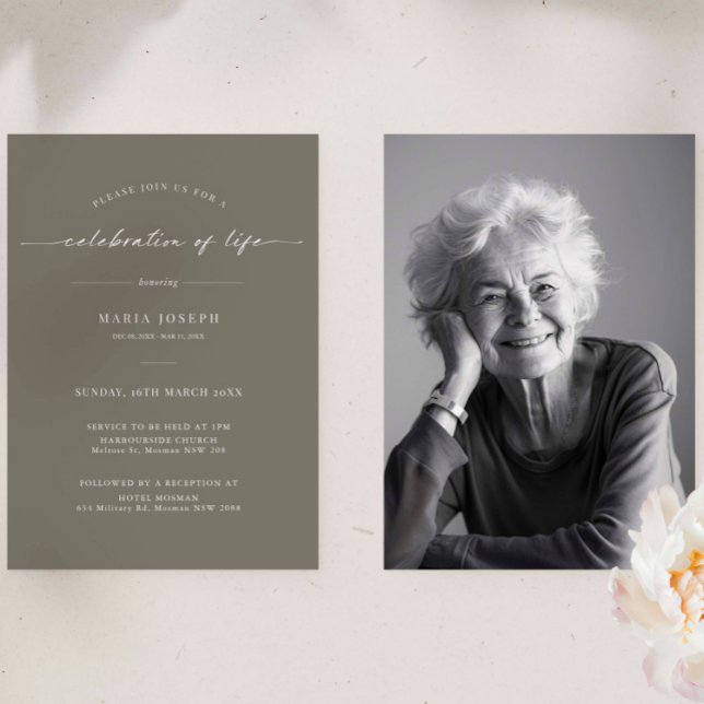 Minimalist Celebration of Life Funeral Photo Invitation (Creator Uploaded)