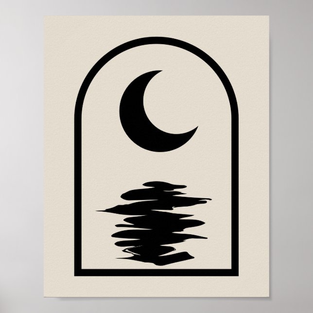 Minimalist Celestial Moon and Water Poster (Front)