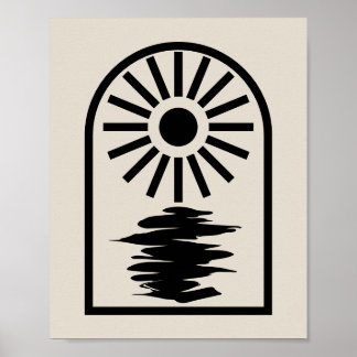 Minimalist Celestial Sun and water Poster