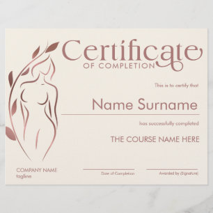 Minimalist Certificate of Completion Body Sculptin