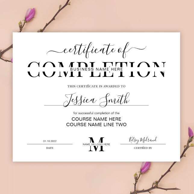 Minimalist Certificate of Completion Course Award (Creator Uploaded)