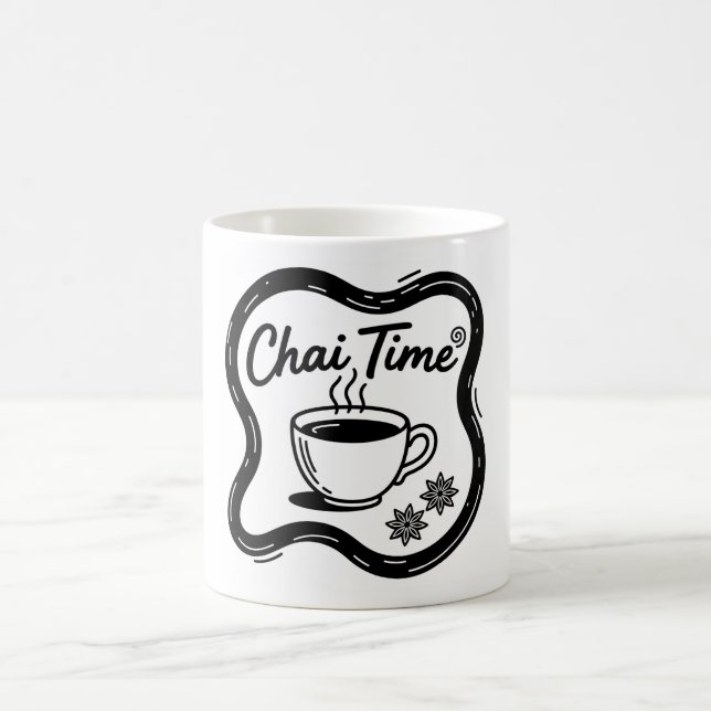 Minimalist Chai Time Typography Art Coffee Mug (Center)