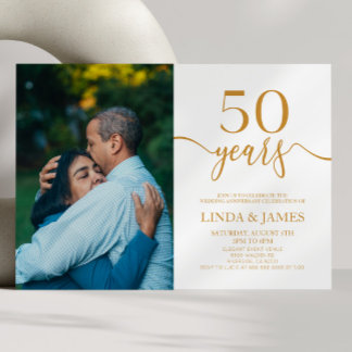 Minimalist Champagne 50th Wedding Anniversary Invitation