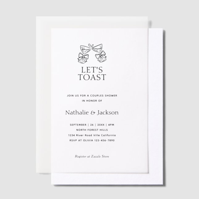 Minimalist Champagne Couple Shower Bridal Vellum Invitations (Offset)