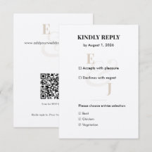Minimalist Champagne Small RSVP Card | QR Code