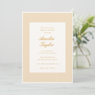Minimalist Champagne Stripe Classic Bridal Shower Invitation