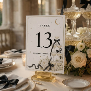 Minimalist Champagne Tower Wedding  Table Number