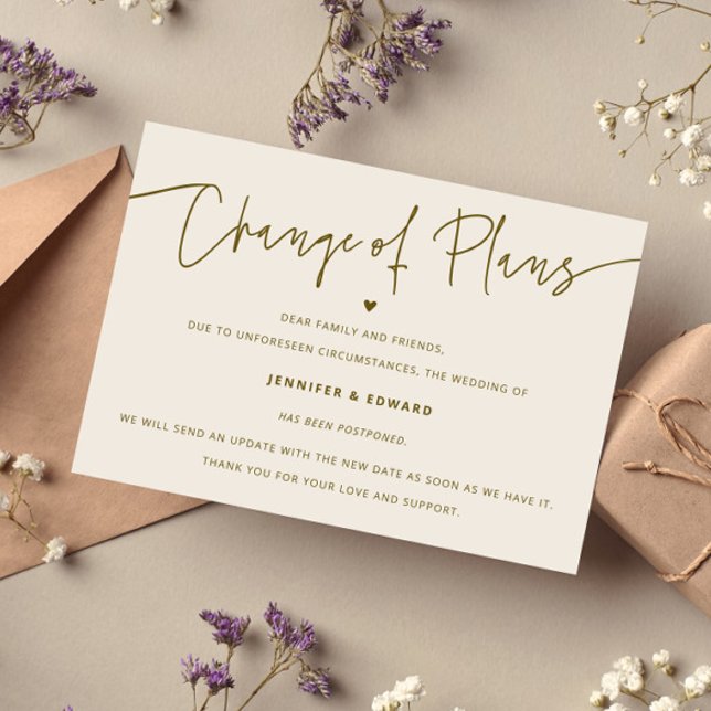 Minimalist Change Plans Wedding Update Cream Invitation (Creator Uploaded)