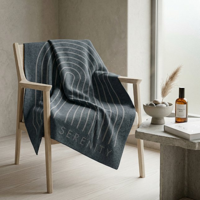 Minimalist Charcoal Blue Arch Line Art Quiet Luxur Fleece Blanket (Minimalist Charcoal Blue Arch Line Art Quiet Luxury Serenity Throw Blanket
)