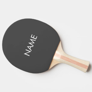 Minimalist charcoal grey custom name text monogram ping pong paddle