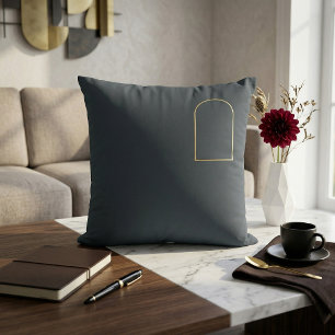 Minimalist Charcoal Throw Pillow - Matte Gold Arch
