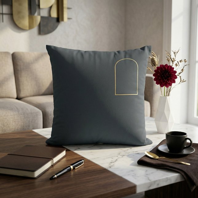 Minimalist Charcoal Throw Pillow - Matte Gold Arch (Creator Uploaded)