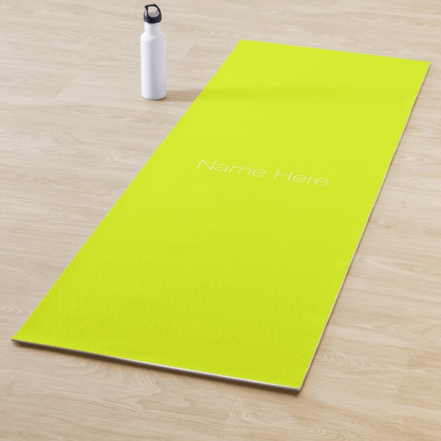 Minimalist chartreuse green custom name monogram  yoga mat (In Situ)