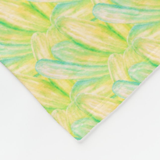  Minimalist Chartreuse Impressionist Floral  Fleece Blanket (Corner)