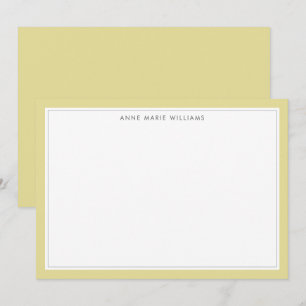 Minimalist Chartreuse Two Border Name Note Card