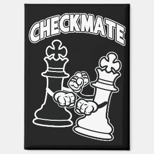 Minimalist Checkmate Chess Art Black and White Magnet
