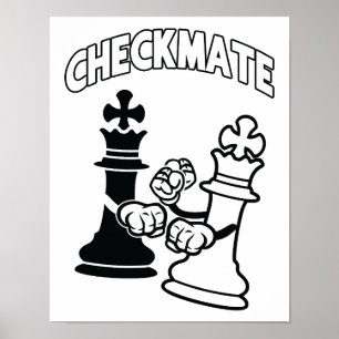 Minimalist Checkmate Chess Art Black and White Poster