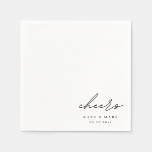 Minimalist Cheers Personalised Wedding Napkin