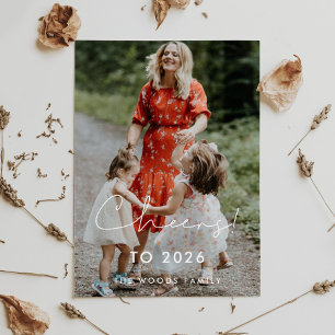 Minimalist Cheers to 2026 New Year's photo Holiday Card