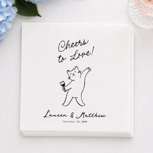 Minimalist Cheers to Love Cat Wedding Napkins