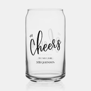 Minimalist Cheers to the Future MRS Bridal Shower Can Glass
