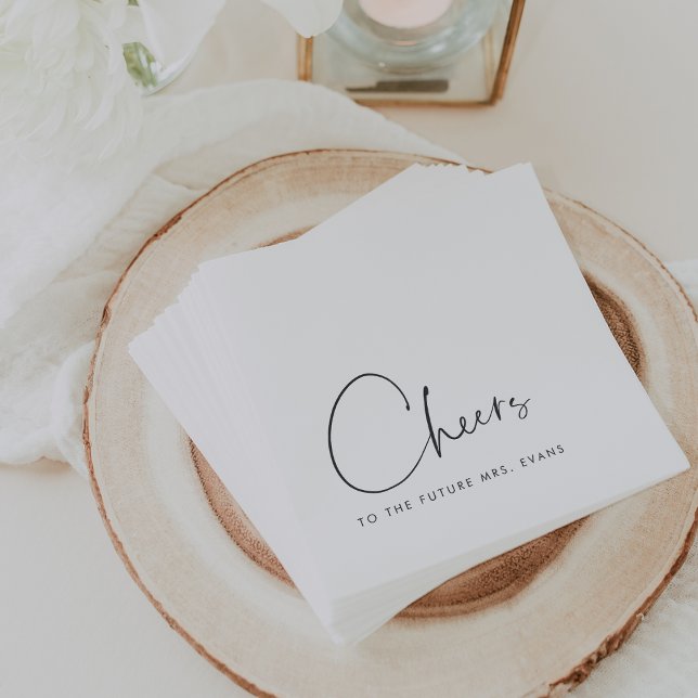 Minimalist Cheers to the Future Mrs Bridal Shower Napkin (Creator Uploaded)