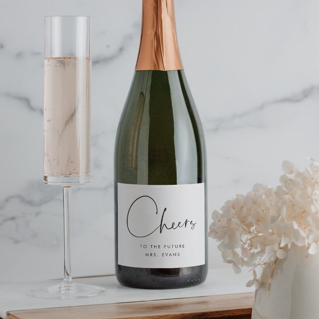 Minimalist Cheers to the Future Mrs Bridal Shower Sparkling Wine Label (Creator Uploaded)