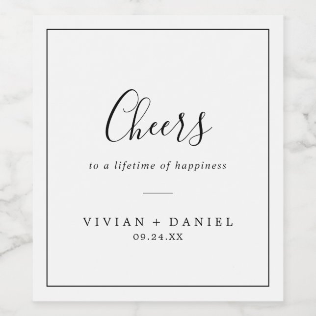 Minimalist Cheers Wedding Wine Labels (Single Label)