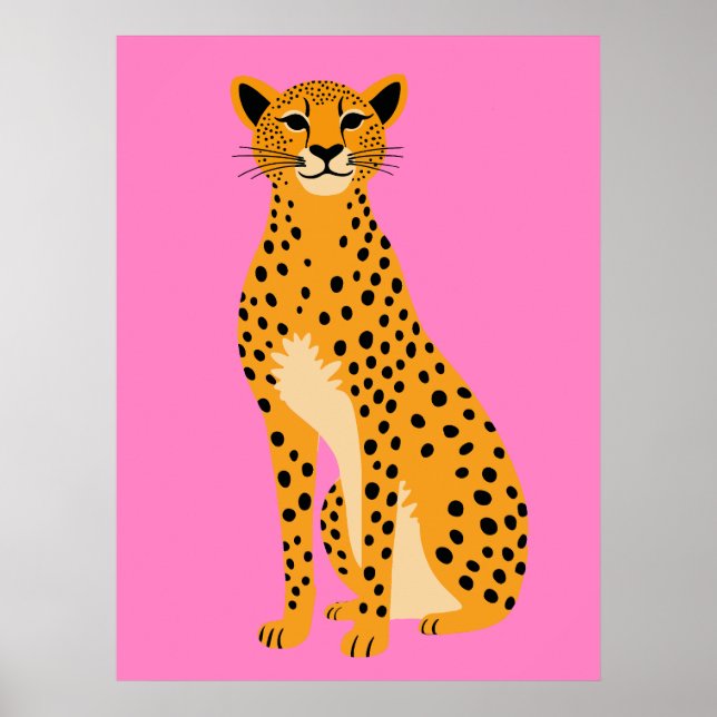 Minimalist Cheetah on Pink Poster (Front)
