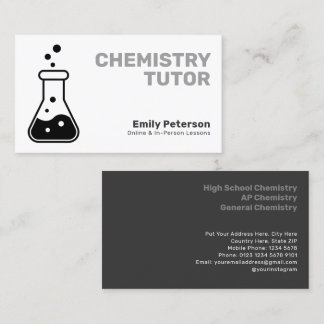 Minimalist Chemistry Tutor, Modern Science Teacher Business Card