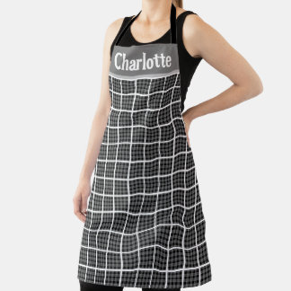 Minimalist Chequered Board Plaid Design Personalis Apron