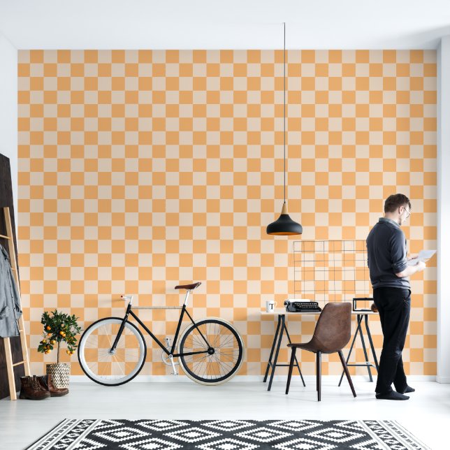 Minimalist Chequered Pattern Wallpaper (Living Room)